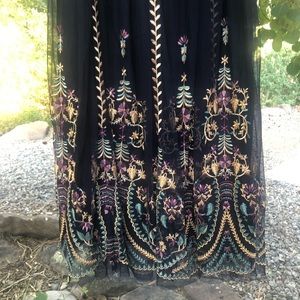 Sundance Catalog Maxi Skirt embroidered mesh SM